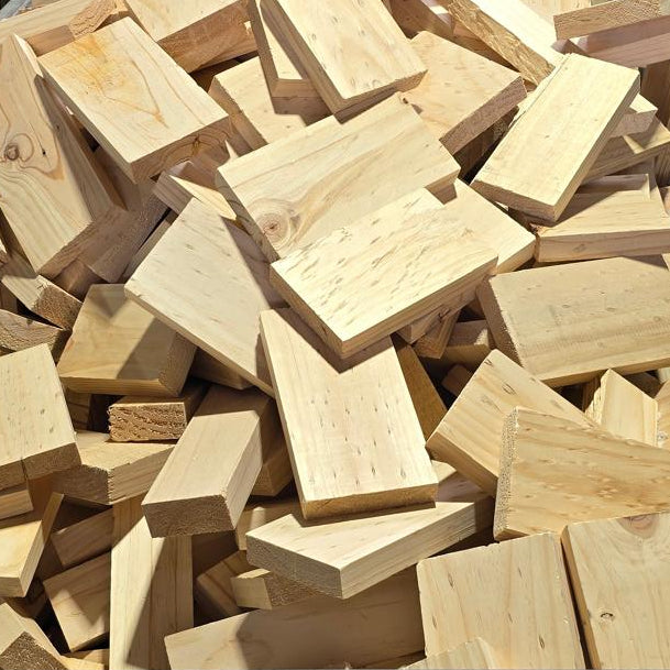 Pile of wooden firewood offcuts